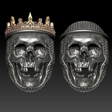 cranio squillare re cavaliere anello teschio argento gioielleria stampabile 3dprint anatomico roccia scultura carattere arte pendente orecchini braccialetto catena braccialetti anelli 3d print model - Mito3D