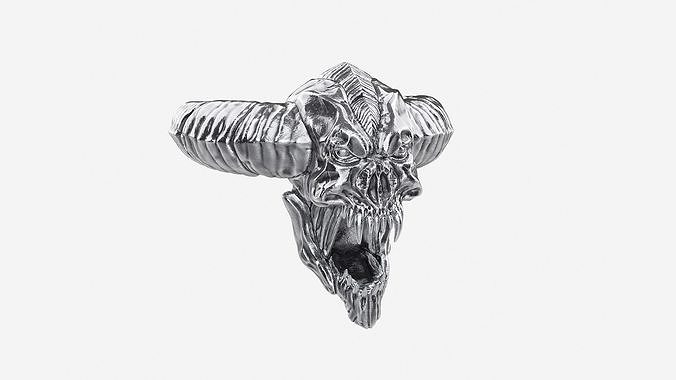 crânio anel perdido alma monstro demônio desgraça criatura fera jogos escultura cabeça impressão ossos joalheria jóias agressivo metal sombrio horror arte argolas 3D print model - Mito3D