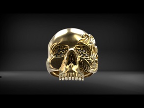 skull ring print skeletal bone skeleton human anatomy jewelry gold men male man silver platinum 3dprint jewellery jewel gem diamond rings 3d print model - Mito3D