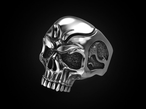 cráneo anillo real motociclista joyería joya impresión 3dprinted imprimible anillos diseño dorado prototipos plata ennegrecimiento textura 3d print model - Mito3D