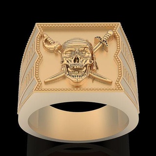 cráneo anillo plata oro joyería joya 3d imprimible modelo Moda libra esterlina tendencia fantasía zbrush boda compromiso estatua escultura esqueleto anillos 3d print model - Mito3D