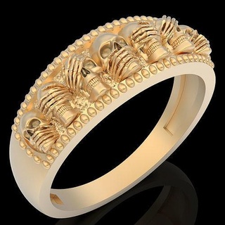 skull ring silver gold sterling printable jewelry 3d model wedding engagement fashion beauty zbrush design statue sculpture skeleton print ternd fantasy rings 3d print model - Mito3D