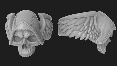 skull ring wings 3d printing jewellery print wax rin skullring biker organics sculpt stereolithography design style printable signet men fashion jewel jewelry rings 3d print model - Mito3D