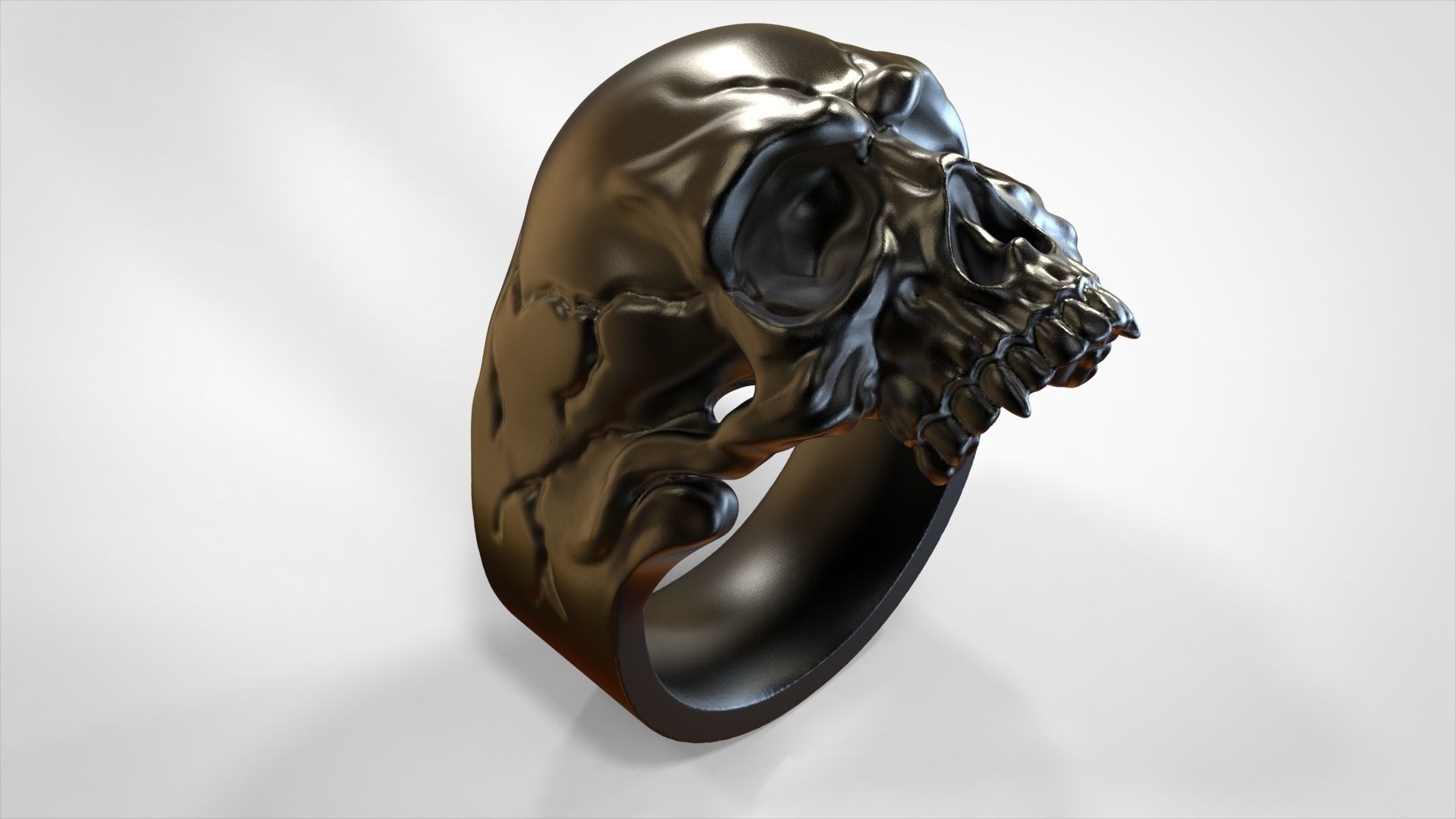 skull ring wr jewelry gold silver platinum precious engagement diamond rings 3D print model - Mito3D