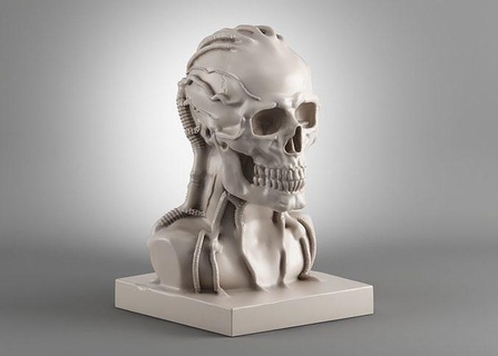 skull robot 3d print model skullrobot anatomy horror art sculptures head statue grave halloween skeletal system bones headstone teeth gravestone ring 3d print model - Mito3D