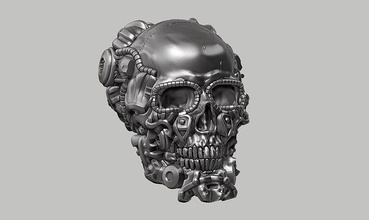 cráneo robot cabeza a11 3d impresión modelo ciencia ficción futurista escultura arcilla ogro busto orco criatura personaje monstruo espacio armadura figura cara guerrero fantasía Arte 3d print model - Mito3D