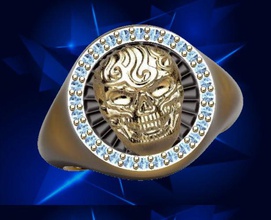 cranio dire gioielli argento oro di lusso la sterlina anelli 3d print model - Mito3D