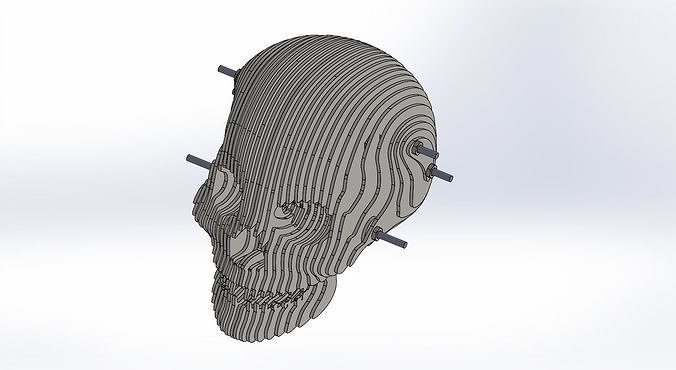 crânio escultura dxf cnc laser corte 3d degrau arquivo cabeça folha metal madeira solidworks projeto arte esculturas 3D print model - Mito3D