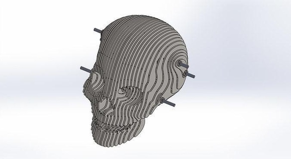skull sculpture dxf cnc laser cutting 3d step file head sheet metal wooden solidworks design art sculptures 3d print model - Mito3D