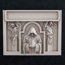 cranio scheletro morte gotico scultura religione arredamento statua uomo ali gioielleria pendente oro squillare argento tomba arte sculture 3d print model - Mito3D