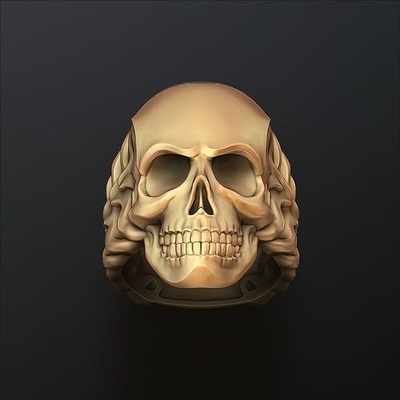 cranio scheletro squillare versione 2 umano osso ossatura testa denti scienza anatomia corpo motociclista skul squil squll scul coppia fa render gioielleria anelli 3d print model - Mito3D