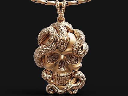 skull snake pendant bone halloween gold head human printable skeletal silver animal body anatomy jewelry pendants 3d print model - Mito3D