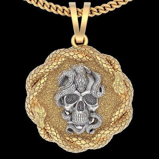skull snake pendant gold printable jewelry 3d model silver design pendants 3d print model - Mito3D
