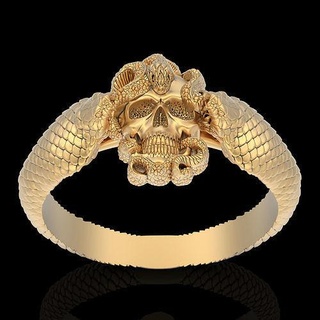 skull snake ring silver gold printable jewelry 3d model fashion jewel design wedding zbrush engagement trend fantasy sterling statue rings 3d print model - Mito3D