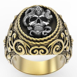 skull snake ring silver gold printable jewelry 3d model mode design zbrush trend fashion fantasy wedding engagement skeleton sterling rings 3d print model - Mito3D