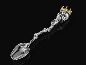cranio cucchiaio gioielli il la corona re queen di stampa 3dprinted stampabile gioiello d'oro moda printabl oro altri prototipazione argento 3d print model - Mito3D