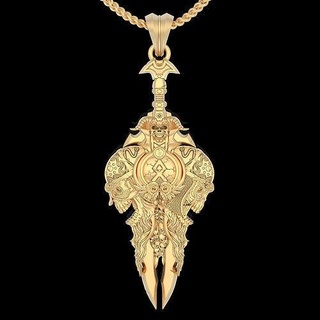 kafatası stilize kılıç kolye altın 3d yazdırılabilir takı model sterlin gümüş düğün nişan zbrush akım moda fantezi heykel 3d print model - Mito3D