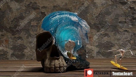 skull surf art skullsurf file series sculptures 3d print model - Mito3D