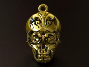 skull thai tattoo pendant silver jewejry gold jewelry pendants 3d print model - Mito3D