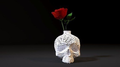 skull vase voronoi halloween decor stand office supply 3d printing 3dprinting cell gadgets house 3d print model - Mito3D