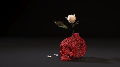 crâne vase 2 voronoi halloween décor supporter bureau fourniture 3d impression 3dprinting cellule gadgets maison 3d print model - Mito3D