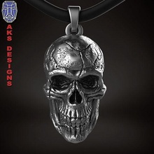 skull pendant jewelry version 1 jewel jewellery biker gang club riders fashion hat punk fancy jewelri rings pendants motorbike 3d print model - Mito3D