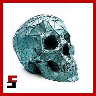 skull voronoi poly art human face decor skeleton body halloween sculptures 3d print model - Mito3D