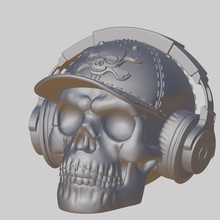 crâne portant casque musique casquette décor décoration maison art sculptures 3d print model - Mito3D