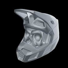 skull wearing motocross helmet art decor sculptures 3d print model - Mito3D
