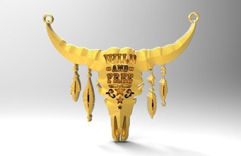 skull wild free cowboy bull pendant jewelry art fashion pendants 3d print model - Mito3D