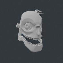 skully crânio dentes cabeça morto dente assustador osso estilizado zumbi monstro assombrada esqueleto torto ciência estranho arte esculturas 3d print model - Mito3D