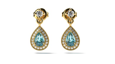 skye aquamarine earrings jewelry pear jewellery earring 3d print model - Mito3D