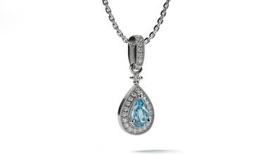 skye aquamarine pendant jewelry necklace pear diamond jewellery pendants 3d print model - Mito3D