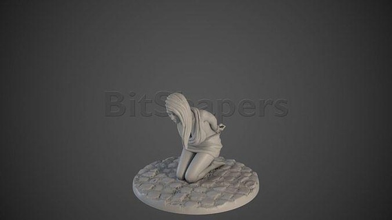 slave girl 01 knee female rpg woman miniature roleplaying tabletop thorn town 28mm chained tortured bondaged games toys board 3d print model - Mito3D