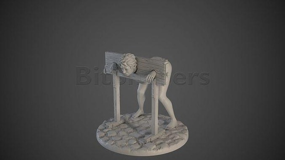 slave girl 02 pillory female rpg woman miniature roleplaying tabletop thorn town 28mm chained tortured bondaged games toys board 3d print model - Mito3D