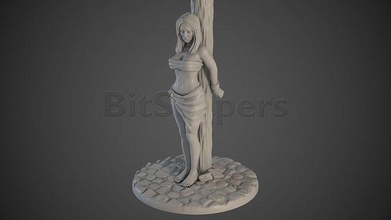 slave girl 03 pole female rpg woman miniature roleplaying tabletop thorn town 28mm bandage chained tortured games toys board 3d print model - Mito3D