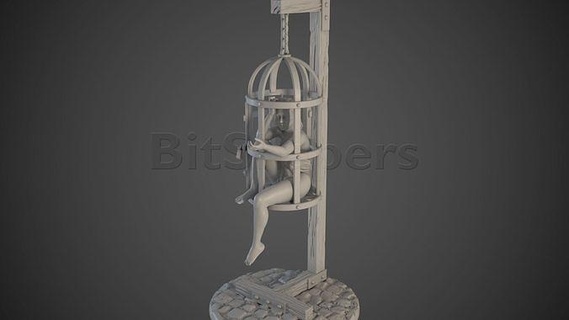 slave girl 04 gibbet female rpg woman miniature roleplaying tabletop thorn town 28mm chained tortured bondaged games toys board 3d print model - Mito3D