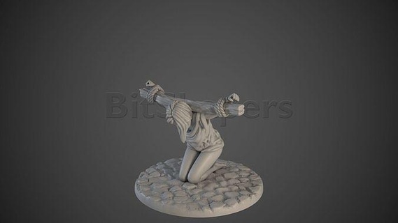 slave girl 06 whipped female rpg woman miniature roleplaying tabletop thorn town 28mm chained tortured bondaged games toys board 3d print model - Mito3D