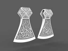 slavic axe pendant silver jewelry relic amulet platinum ancient pendants 3d print model - Mito3D