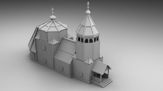 Slav kilise ev dış mimari bina Rusça 3d baskı 3d print model - Mito3D