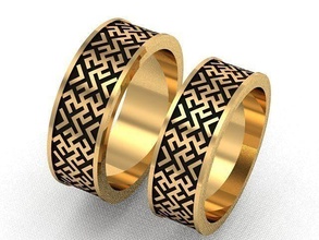 slavic weddig rings us sizes stl ring wedding gold printable solid jewelry 3d print model - Mito3D