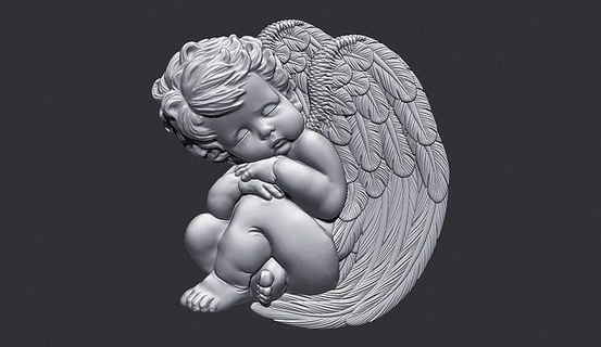 dormido bebé ángel estatua figura figurilla religión cristiano niño realista cielo religiou objeto estatuilla Arte alas recuerdo imprimible ala dormir esculturas 3d print model - Mito3D