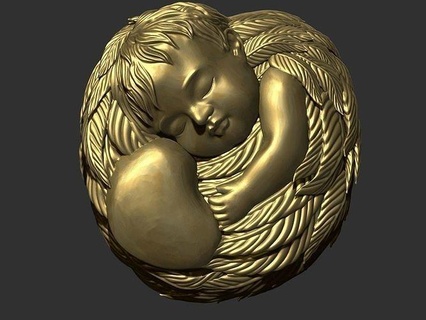 sleeping cupid sleep angel cute child kid pendant jewelry printable stl carving decoration decor ornament statue sculpture wings lovely art sculptures 3d print model - Mito3D