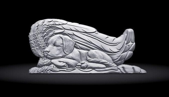 sleeping doggie angel bas relief dog wings love monument animal printable stl baby puppie puppy pup pet canine labrador sleep art sculptures 3d print model - Mito3D