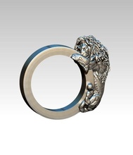 dormido león anillo gato moda hombre mujer plata oro imprimible gatito león joya joyería anillos 3d print model - Mito3D