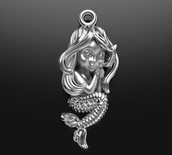 sleeping mermaid pendant jewel natural silver gold sterling youth art luxury platinum jewelry baby retro sculpture antique pendants 3d print model - Mito3D