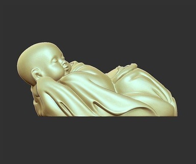 train dormir moine bébé Bouddha religion enfant mignonne statue sculpture décoration ornement imprimable figurine art sculptures 3d print model - Mito3D