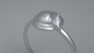 sonolento gato anel joalheria adorável fofa presente 3dprint 3d impressão jóia jóias design joias rinoceronte modo argolas 3d print model - Mito3D