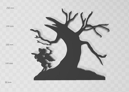 soñoliento hueco árbol silueta somnoliento Víspera Santos jinete cabeza Tim Burton Halloweendecor Siniestro muerto escalofriante casa decoración 3d print model - Mito3D