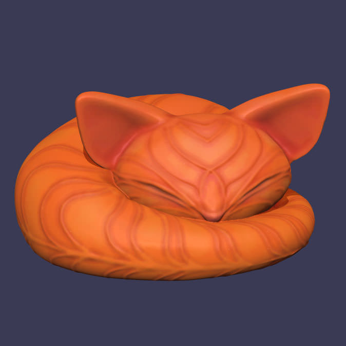 soñoliento gatito grapasimpresión gato jengibre impresión imprimible lindo regalo coño color tarjeta enamorado cumpleaños navidad mascota dormido cansado pelota durmiendo animales mamífero arte esculturas 3D print model - Mito3D